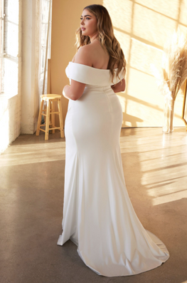 Jomy - Slim fit long wedding dress with slit and off the shoulders