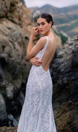 Hayden - robe de mariée boho à dentelle sans perle et dos nu