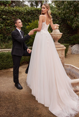 Barnes - lace wedding dress with flowers and tulle overskirt