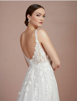 *EXCLUSIVITÉ* Liam - robe de mariée coupe A en tulle avec haut brodée et bretelles larges