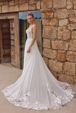 Brayson - robe de mariée boho avec dentelle et jupe en chiffon à traîne magistrale