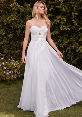 Sukie - Robe de mariée légère et longue de coupe A sans bretelles en chiffon