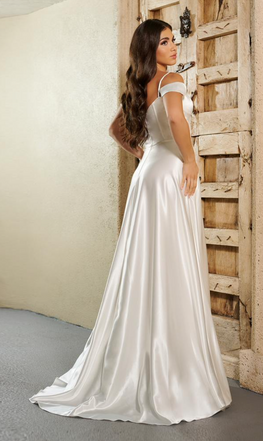 Amina - Robe de mariée longue de coupe A avec double bretelles