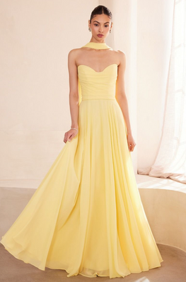 Magnus - robe longue en chiffon sans bretelles avec dos lacé, avec châle