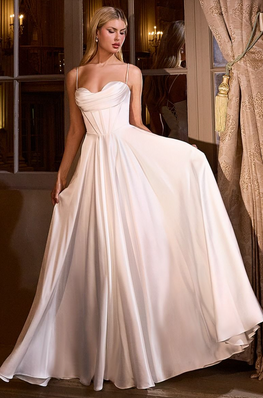 Jomy - Slim fit long wedding dress with slit and off the shoulders