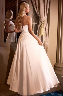 Jomy - Slim fit long wedding dress with slit and off the shoulders