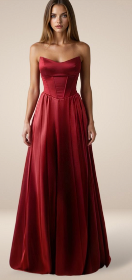 Clara - robe longue en tissus jersey extensible au fini satiné avec corset, bretelles off shoulders amovibles, dos lacé