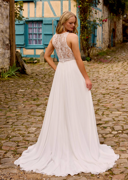 *EXCUSIVITÉ* Joey - robe boho romantique à encolure au cou en dentelle et jupe de chiffon