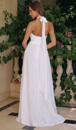 Zadie - robe de mariée simple en chiffon vaporeux avec encolure au cou et dos dégagé