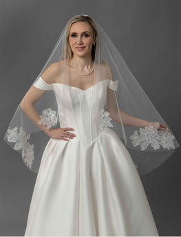 Maddie - Voile avec appliqués statement de dentelle moderne - 2 longueurs disponibles (Copie)
