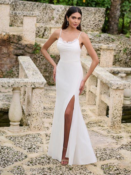 *EXCLUSIVITÉ* Liana - robe de mariée simple et légère en jersey extensible avec insertions délicate de dentelle et dos nu