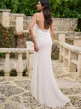 *EXCLUSIVITÉ* Liana - robe de mariée simple et légère en jersey extensible avec insertions délicate de dentelle et dos nu