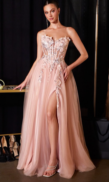 Clem - robe longue en tulle avec corset brodé et dos lacé