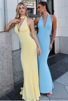 Liliana - Robe longue en jersey avec encolure en V au cou et dos nu