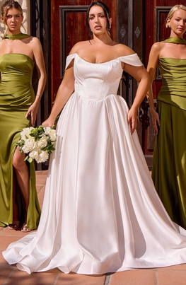 Calliope - robe de mariée simple en satin mât avec bretelles tombantes et poches