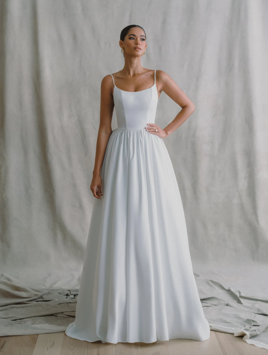 *EXCLUSIVITÉ* Marty - robe de mariée moderne et classique à encolure arrondie et jupe ballerine