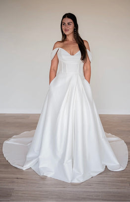* EXCLUSIVITÉ * Dream - robe de mariée moderne et classique à bustier de style corset avec bretelles tombantes amovibles et fente à la jambe
