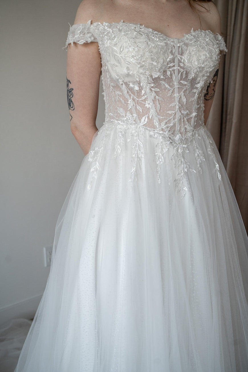 * EXCLUSIVITÉ* Weasley - robe boho romantique coupe A en tulle et dentelle avec bretelles tombantes