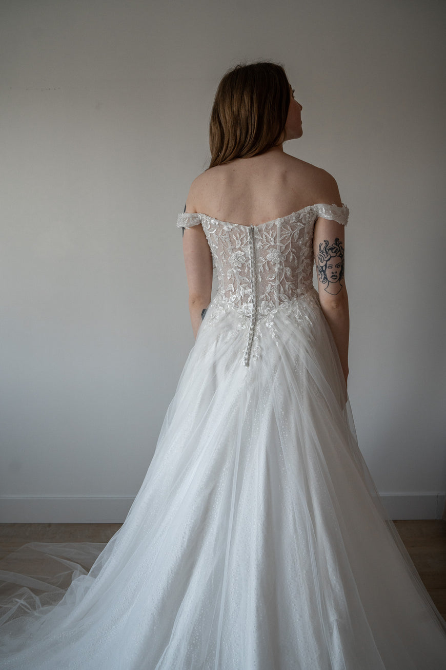 * EXCLUSIVITÉ* Weasley - robe boho romantique coupe A en tulle et dentelle avec bretelles tombantes