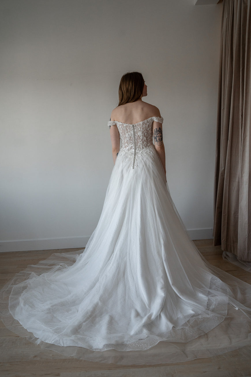 * EXCLUSIVITÉ* Weasley - robe boho romantique coupe A en tulle et dentelle avec bretelles tombantes