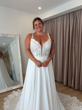 Brayson - robe de mariée boho avec dentelle et jupe en chiffon à traîne magistrale