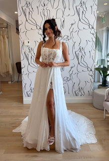Lou - robe boho romantique moderne en dentelle et jupe de chiffon