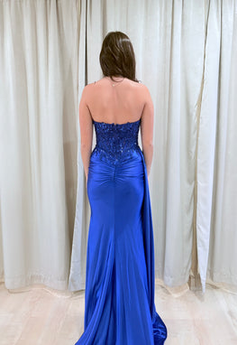 Chessie - Robe longue bustier à effet corset en jersey extensible coupe sirène avec fente à la jambe