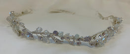 Urielle - Thin pearl and diamond tiara with plant motif