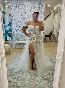 Jude robe de mari e haut de gamme broderie florale avec fente