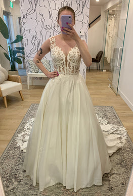 Elias - robe de mariée classique avec haut en dentelle sexy de style corset  jupe de satin mât avec crinoline