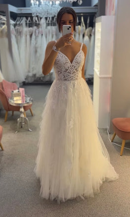 Lauria - robe de mariée boho à jupe volantée avec haut en dentelle sans perlage