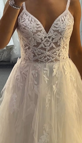 Lauria - robe de mariée boho à jupe volantée avec haut en dentelle sans perlage