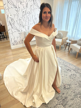 Chief - modern and classic strapless wedding dress with off the shoulder and dropped straps