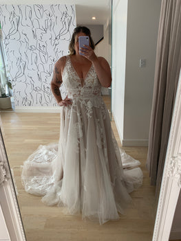 Stevenson *plus size*- luxurious boho A line wedding dress with unique floral lace