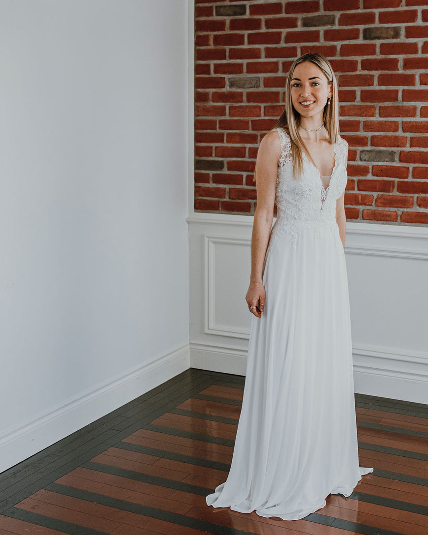 Diana - simple lace and chiffon wedding dress