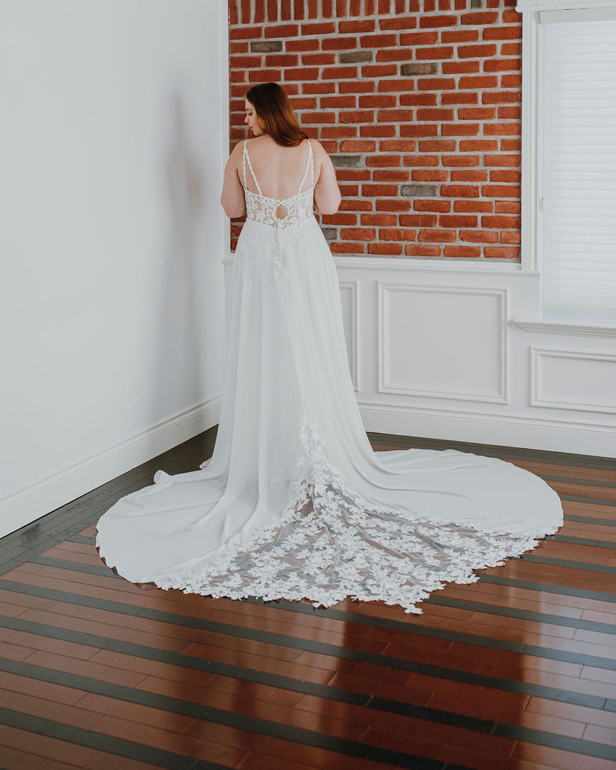 Kit - boho wedding dress with cotton lace and chiffon skirt