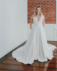 Paris - classic wedding dress with illusion plunging neckline and open back