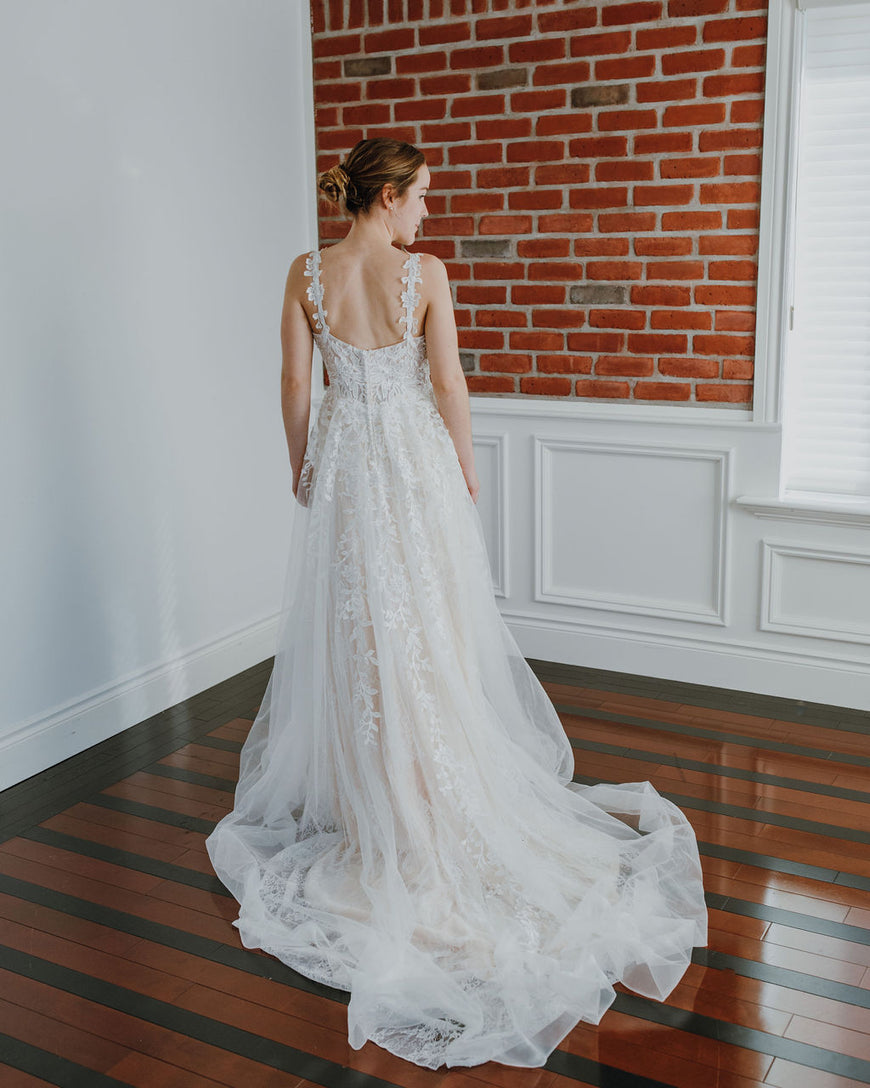 River - A-line wedding dress with lace straps