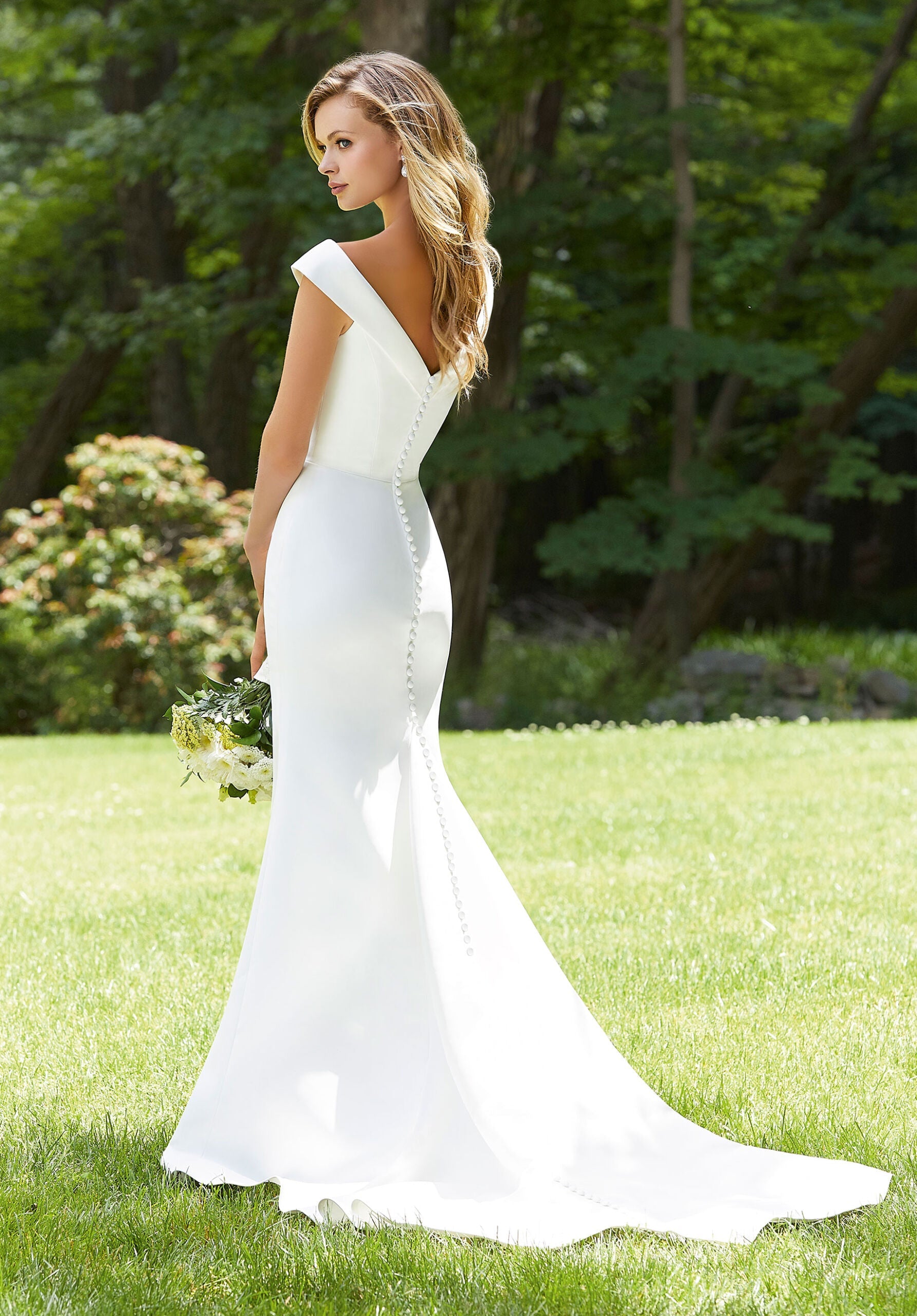 Wyatt *sample size 14 - off-the-shoulder matte satin crepe slim fit minimalist wedding dress Wyatt *sample size 14 - off-the-shoulder matte satin crepe slim fit minimalist wedding dress
