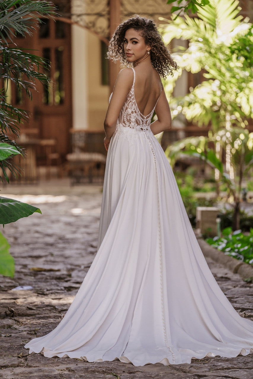 Breeze - robe de mariée avec jupe de chiffon et haut brodé