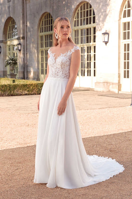 Dash *sample size 20* - wedding dress with off shoulder sleeves and illusion back