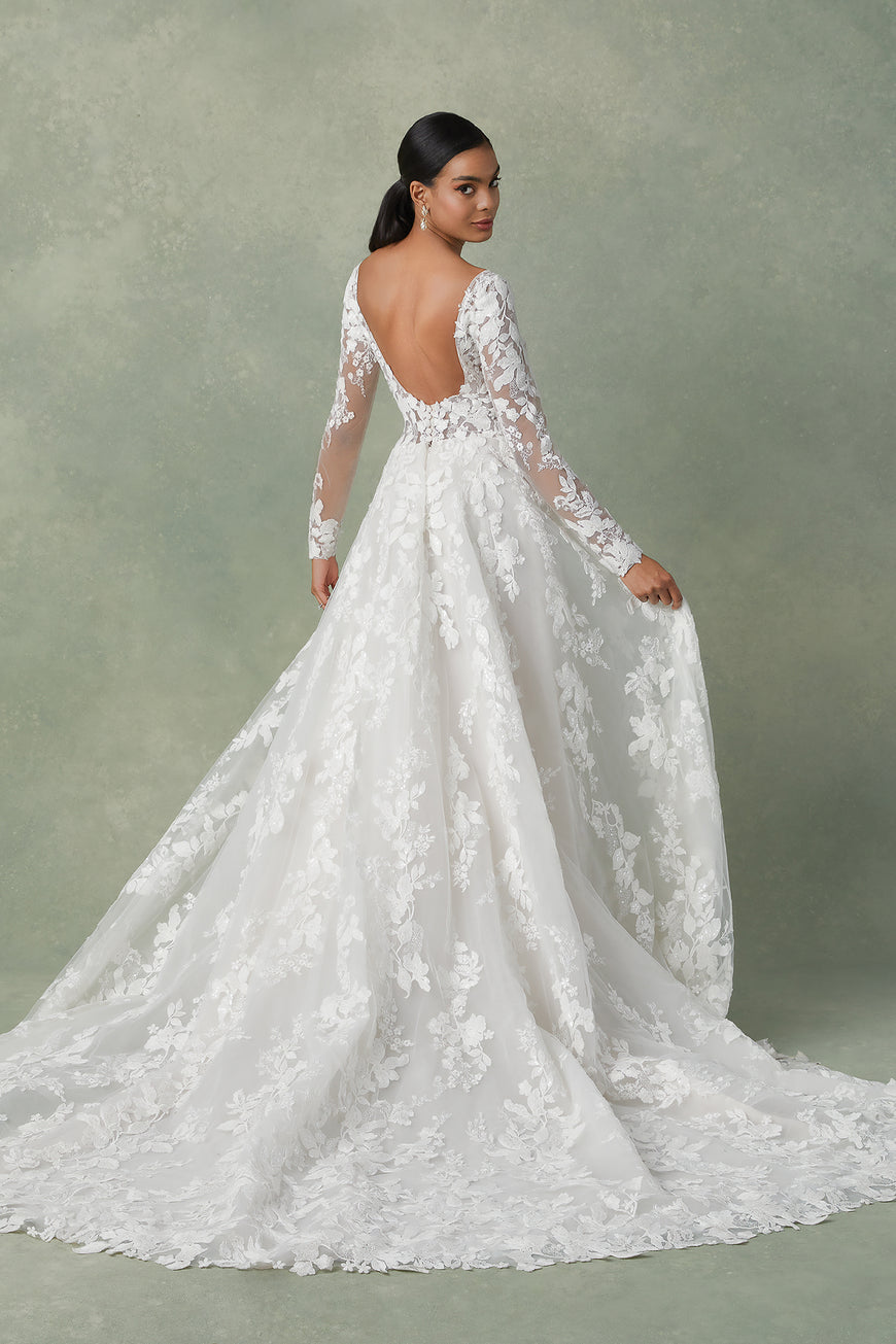 Allison - robe de mariée haut de gamme en dentelle avec dos plongeant en V