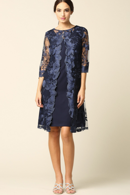 Corinna - short dress with lace jacket attached to the dress Short dress with lace jacket