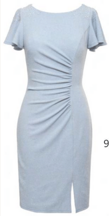 Paul *samples only* - short straight dress with round neckline in shiny fabric