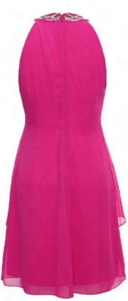 Flashy *sample size 6* - short floaty halter dress with beaded jewel at the collar 