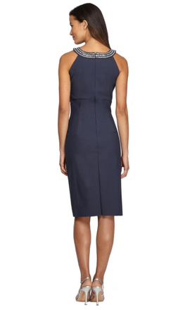 Lewis *sample size 14* - fitted short halter dress in premium scuba fabrics and beaded jewel at the collar