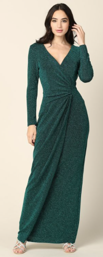 Kathleen - Robe longue en jersey extensible coupe ajustée à manches longues