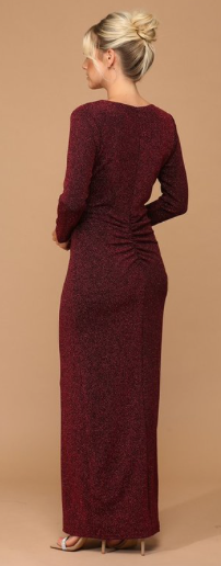 Kathleen - Robe longue en jersey extensible coupe ajustée à manches longues