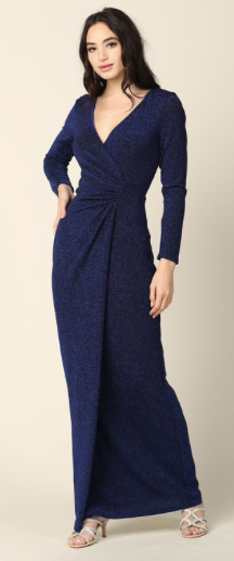 Kathleen - Robe longue en jersey extensible coupe ajustée à manches longues