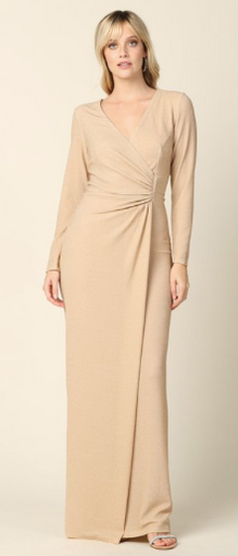 Kathleen - Robe longue en jersey extensible coupe ajustée à manches longues